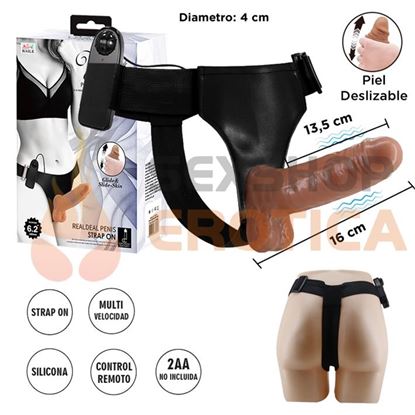 Arnes con dildo y testiculos con vibrador regulable